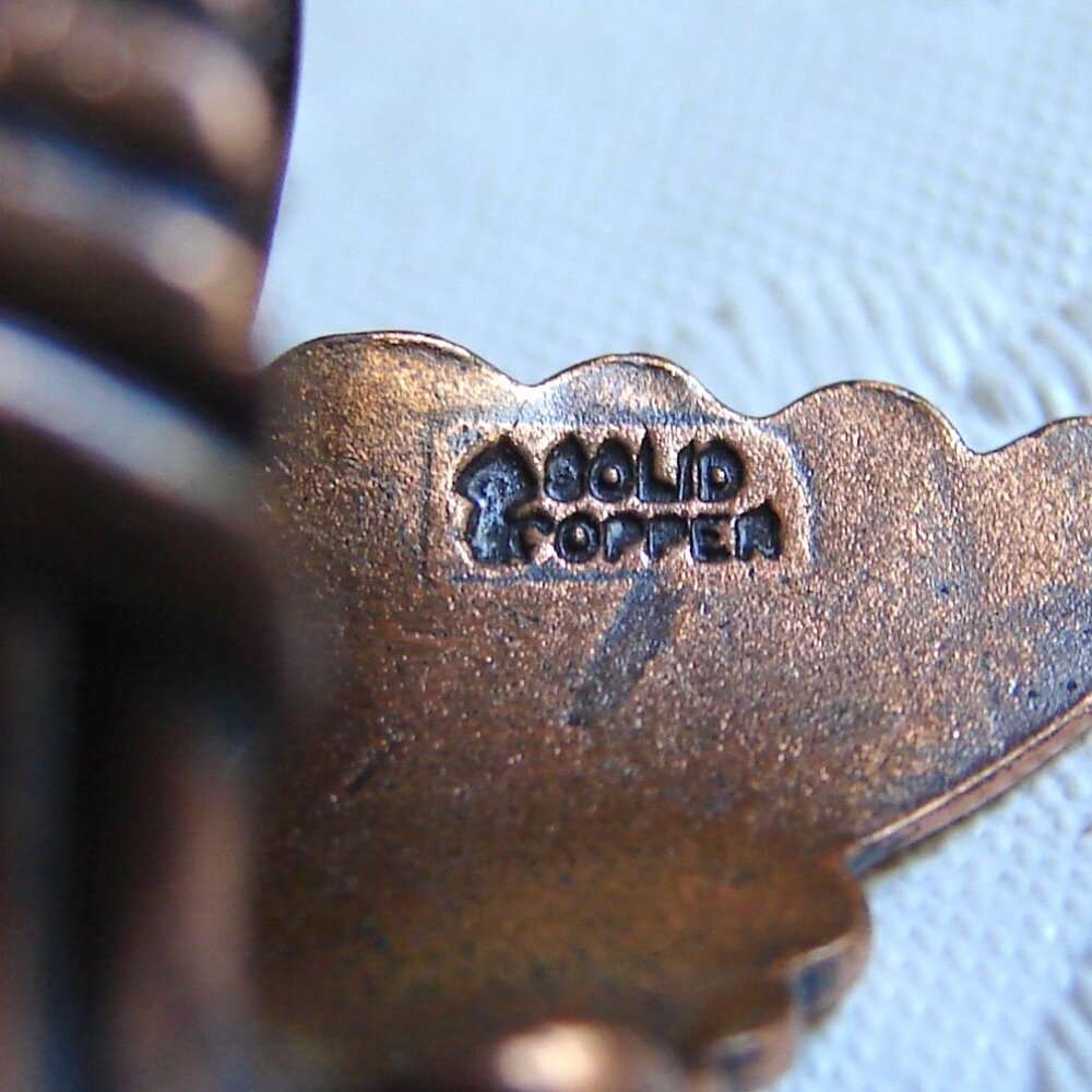 Vintage Solid Copper Wrap-Around RING, Wave/Scroll Design, Sz 7 / Adjustable E98 - Picture 7 of 12